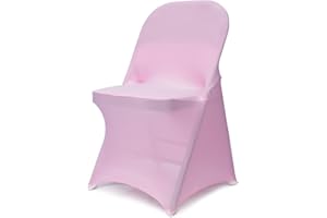 Babenest Spandex Folding Chair Covers Upgraded 10 PCS Universal Stretch Washable Fitted Chair Slipcovers Protector for Wedding, Holidays, Banquet, Party, Easter Celebration (Pink)