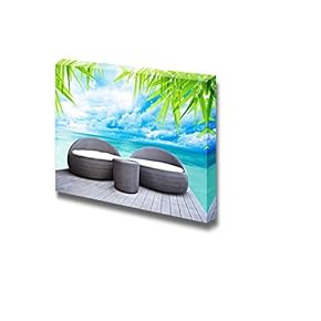 Rattan Seat Lounge Beside The Sea Wall Decor