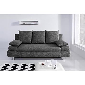 Naho Canape Droit Convertible 3 Places Tissu Gris Contemporain