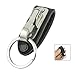 Sonline Stainless Steel Keyring Design Faux Leather Belt Loop Key Chain