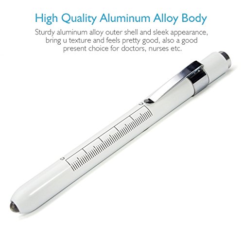 Opoway Nurse Penlight Medical White Led Pen Light with Pupil Gauge Measurements for Doctor Stethoscope Healthcare Nursing School Students Reusable Batteries Free