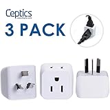 Australia, New Zealand, China Travel Adapter Plug by Ceptics with Dual USA Input - Type I (3 Pack) - Ultra Compact - Safe Grounded Perfect for Cell Phones, Laptops, Camera Chargers and More (CT-16)