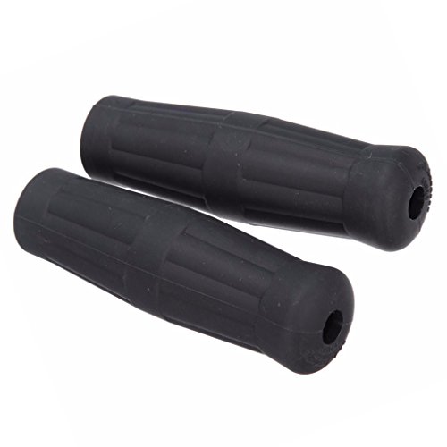 Motorcycle Classic Vintage Coke Bottle Handlebar Hard Rubber Hand Grips (Black)