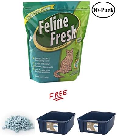 Feline Fresh Pack of 10 Natural Pine Cat Litter 7 lbs Free! Buy More, Save More!