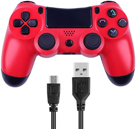 Kogoda Wireless Bluetooth Controllers Joystick Gamepad for PS4 Playstation 4 Double Shock - Bundled with USB Charge Cord (Red)