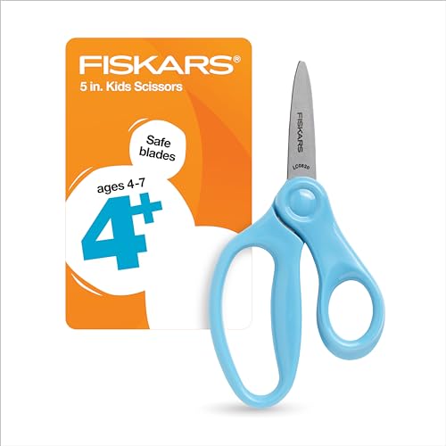 Fiskars 5" Pointed-Tip Scissors for Kids Ages 4-7, Scissors for School or Craft…