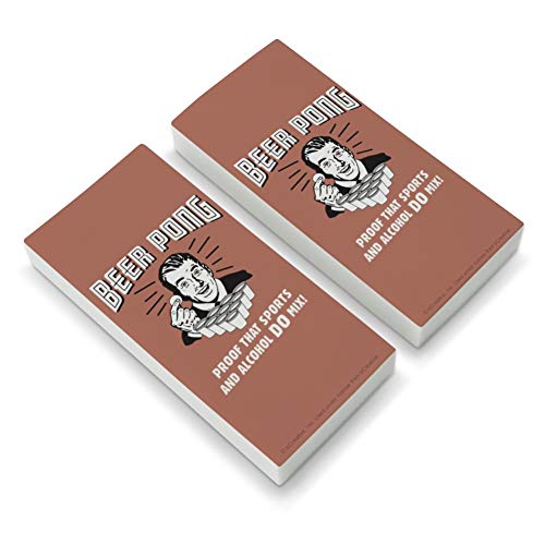 Beer Pong Proof That Sports and Alcohol Do Mix Funny Humor Retro Eraser Set of 2