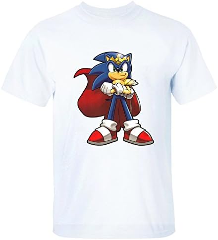 XGOGD King Sonic Of The Game Sonic Hedgedog Men Casual T Shirt white S