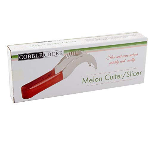 Cobble Creek 2-in-1 Melon Slicer Cutter And Server Handheld Fruit Slicer Stainless Steel For Watermelon