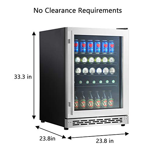 Advanics 24 Inch Beverage Cooler & Refrigerator with Glass Door, Auto