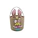 Easter Bunny Basket Egg Bags for Kids,Linen Personalized Candy Egg Basket Rabbit Print Buckets， Easter Eggs Hunt Easter Party Favors Decorations Candy Gifts Toys Storage(Egg-Pink)