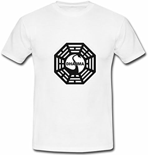 COY Custom Men Lost Tv Dharma Initiative shirt Mens Cotton Crew Neck Fitted t Shirt white xl