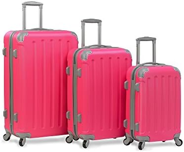 Neato 3-Piece Hardside Spinner Combination Lock Luggage Set, Pink