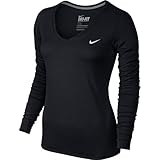 Nike Womens Legend V-Neck Long Sleeve Shirt Black/White 683640-010 Size Small