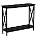 Kealive Console Table, 2-Tier Wood Sofa Table With Storage Shelf X Frame 39.4×11.8×31.5 inches, Black