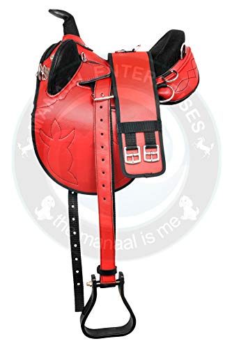 Manaal Enterprises Synthetic Suede Australian Stock English Horse Saddle Tack Get Stirrup, Matching Girth, Size 14″ to 18″ Inch Seat Available (18″ Inch Seat)