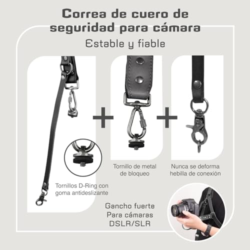 4J LEDR Camera Strap for 1 or 2 DSLR, Leather Camera Strap for 1 or 2 Cameras, Dual Camera Harness, Leather Camera Strap Shoulder Strap for Photographers