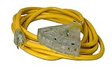 15-ft 14/3 Heavy Duty 3-Outlet Lighted SJTW Indoor/Outdoor Extension Cord by Watt's Wire - Yellow 15' 14-Gauge Grounded 15-Amp Three-Prong Power-Cord (15 foot 14-Awg)