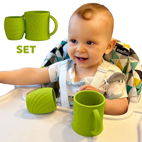 Kangookid Open Cup Set for Baby 2 Handled Open Tiny Cups for Toddlers
