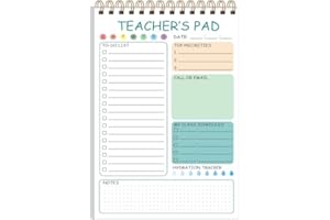Tuun Fuplan Teacher Notepad - Teacher To Do List Notepad, Spiral Checklist Notebook Organizer for Teachers Notes Task Appointment, Teacher Appreciation Gifts, 5.8'' x 8.3'', Green