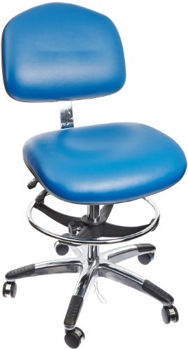 BenchPro WAT-DV Deluxe Class 100 Cleanroom Vinyl Ergonomic ESD Anti Static Wide Chair with Aluminum Base, 300 lbs Capacity, 21.5