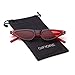 GIFIORE Vintage Retro Cat Eye Sunglasses For Women Mini Skinny Tiny Small Cateye Sun Glasses (Burgundy Frame Red Lense)