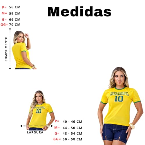 Camisa Do Brasil Feminina Amarela Camiseta Brasil Torcedor Feminina Confortável Leve