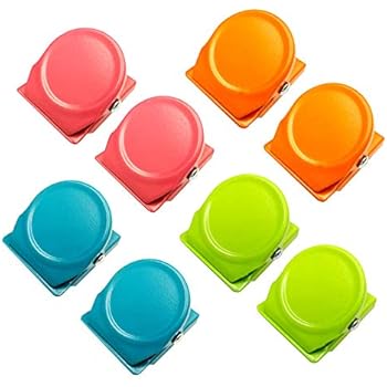 MultiBey 8 Pack Magnetic Clips - Refrigerator Whiteboard Wall Fridge Magnetic Memo Note Clips Office Folder Colorful Creative Metal Clip (Colorful)
