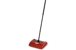 Ewbank 525 Speedsweep Compact Manual Floor Sweeper for Cleaning Floors and Carpets, 3.7-Foot Handle, 8-inch-Wide Sweeping Path, Red