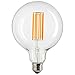 Sunlite 80467 LED G40 Edison Globe Light Bulb 8 Watts (100W Equivalent), Standard E26 Base, 880 Lumens, Dimmable, Decorative Clear Glass, Antique Filament, 1 Pack, 2200K Amber