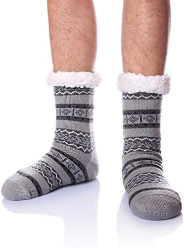 Men's Winter Extra Thick Thermal Fleece Lining Knit Slipper Socks Christmas Knee Highs Stockings