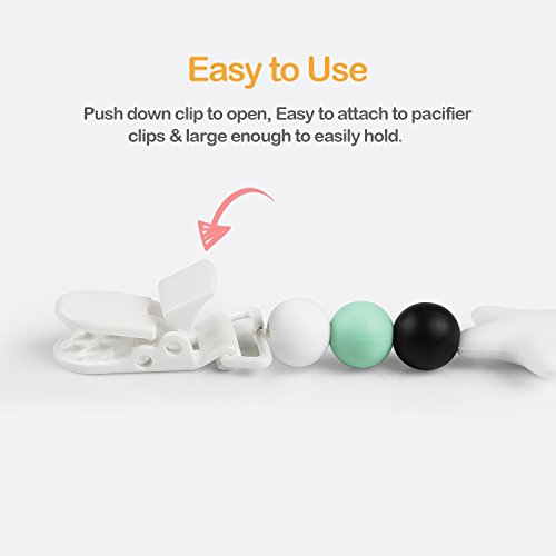 Vakoo Teether Pacifier Clip, Baby Teething Toys with Clip,Cookie Teether Holder, Silicone BPA-Free|Food-Grade Infant Toddlers Newborn Chewing Gifts