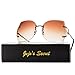 JOJO'S SECRET Oversized Rimless Sunglasses,Gradient Clear Lens Sunglasses JS019 (Gold/Gradient Brown, 2.56)