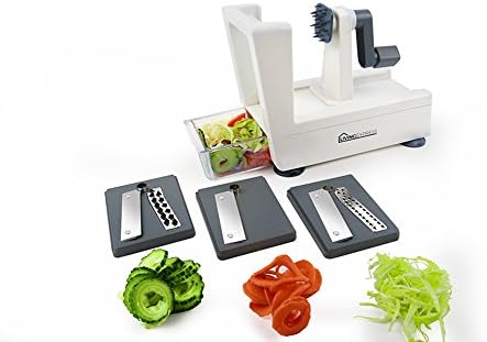 Spiralizer Vegetable Slicer with 3 Different Blades Made of 304 Stainless Steel and Long-Handle Brush