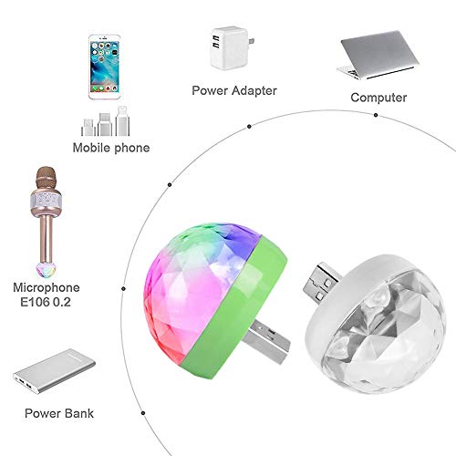 OENEW USB Mini Disco Light, 4 Packs Small Ball Stage Lamp with USB Port for Mobile Phone Car, Colorful RGB Bulb for Kids DJ Karaoke Club Bar Birthday Party Home