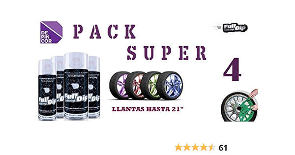 Full Dip Pack 4 Spray Vinilo líquido Negro Mate - pelable - 400ml