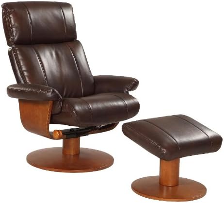 Oslo Collection Nora-812-103 Air Massage Bonded Leather Swivel Recliner with Ottoman, Espresso