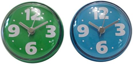 Bilik Shower Wall Clocks (Set of 2) - Water Resistant Colorful Fun Childrens Bathroom Accesssories - Blue & Green