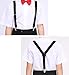 ESUPPORT Kids Y-Style Adjustable Elastic Sturdy Metal Clips PU Leather suspender Black