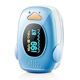 Children Fingertip Pulse Oximeter Blood Oxygen Saturation Monitor for Baby Kids and Pediatric with OLED Screen and Batteries (Blue)
