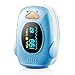 Children Fingertip Pulse Oximeter Blood Oxygen Saturation Monitor for Baby Kids and Pediatric with OLED Screen and Batteries (Blue)