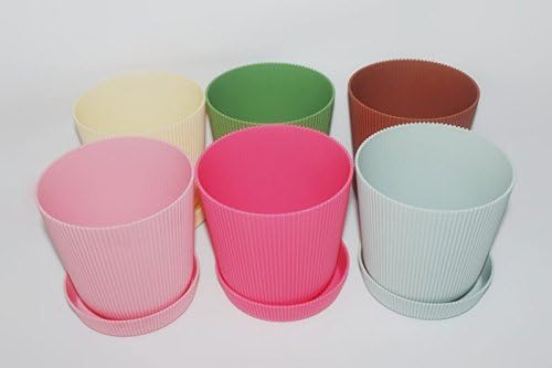 Ellami 5.3'' Set of 6 Multicolored Circle Flower Plant Pots / Planters with Saucer Pallet,All