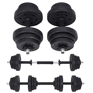 SONGMICS Halterset,verstelbare kunststof dumbbell set, met aansluitende stalen buis, halters, dumbbell set, 20 kg/30 kg…