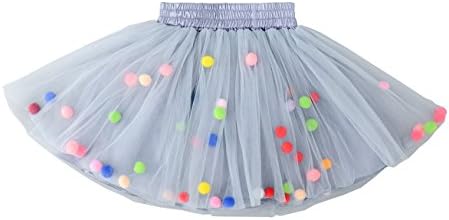 Luyun Girls 4 Layer Colorful Pom Poms Skirt Tutu Dress