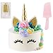Unicorn Cake Topper | Handmade | Includes 10 Gold Swirl Candles & Cake Cutter | Includes Eye Lashes | Unicorn Party Supplies | Unicorn Cake Decorations For Girls, Birthday Party, Baby Shower & Wedding