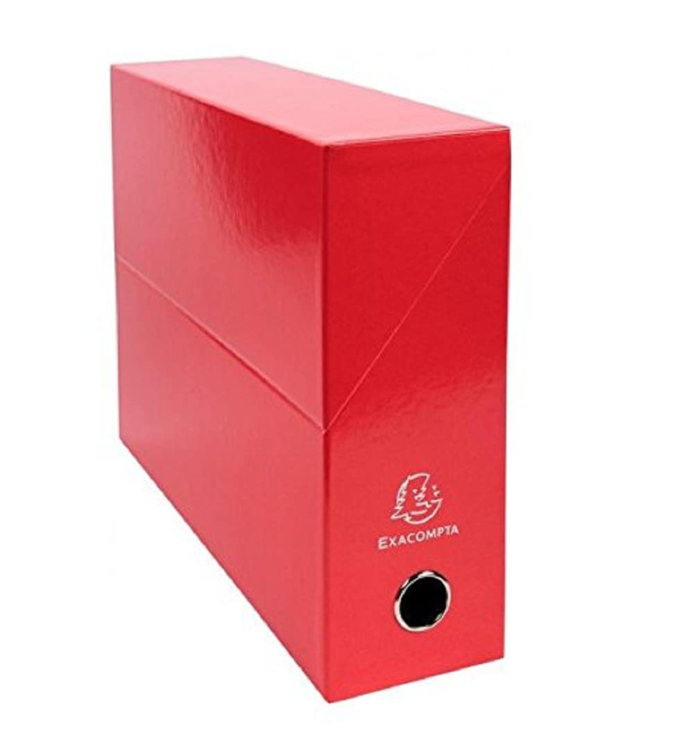 Exacompta - Ref. 89925E - Set of 5 Iderama 90mm Spine File Boxes - Red