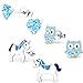 925 Sterling Silver Set of 3 Pairs Crystal Heart, Blue Unicorn, Blue Owl Stud Earrings (Nickel Free)