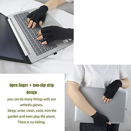 Vlela Copper Arthritis Compression Gloves Women Men Relieve Hand Pain Swelling and Carpal Tunnel Fingerless for Typing, Support for Joints, Medium
