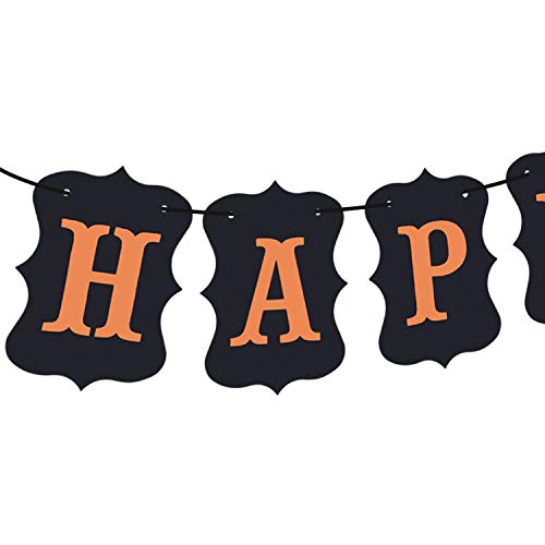 image for ERKOON Happy Halloween Banner Bunting with Pumpkin Sign for Halloween 