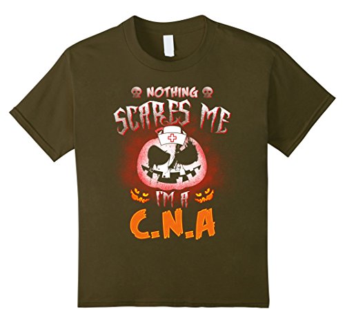 Kids nothing scares me i m a c.n.a funny pumpkin t-shirts 4 olive